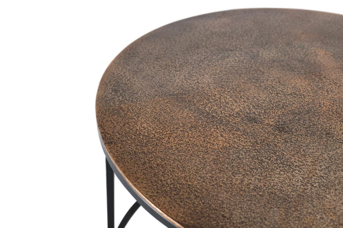 NOMA Lot de 2 Tables Basses en Métal avec Finition Cuivre Ancien - Table Grande 47x81 cm et Petite 42x70 cm - Design d'Intérieur